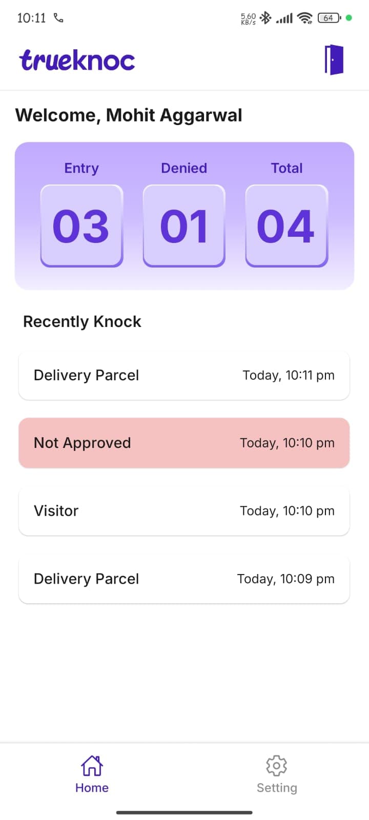 TrueKnoc Smart Doorbell App