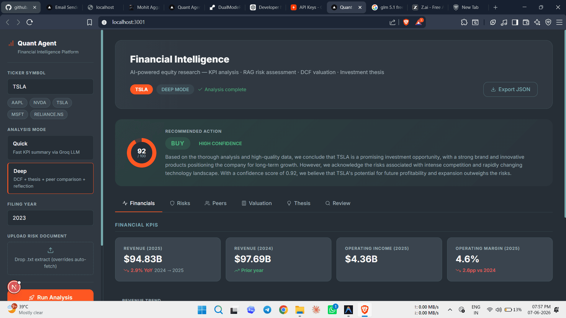 Quant Financial Research Agent